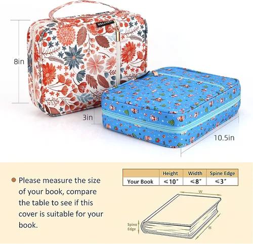 Vista 4 de Funda para la Biblia para mujeres con estampado de flores, funda de transporte para libros de la Biblia con asa duradera, funda acolchada