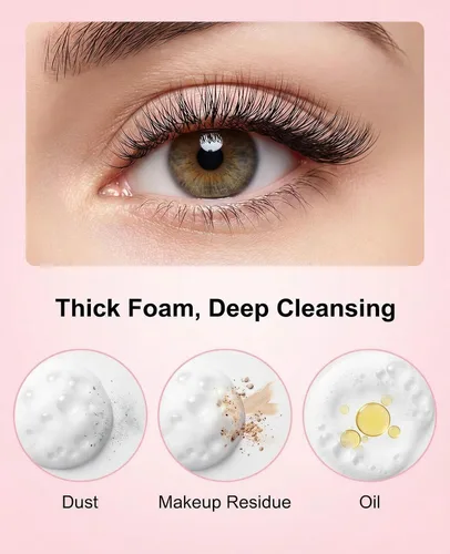 Vista 9 de Kit de champú para extensiones de pestañas, limpiador de extensiones de pestañas, limpiador de pestañas, kit de limpieza de pestañas para racimo
