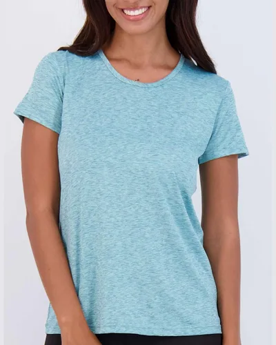 Vista 3 de Real Essentials - Paquete de 5 camisetas deportivas de tela Dry Fit Tech Stretch, de manga corta y cuello redondo, para mujer
