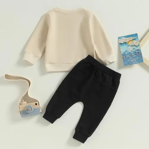 Vista 7 de Conjunto de ropa deportiva de manga larga con cuello redondo y pantalones para bebé niño