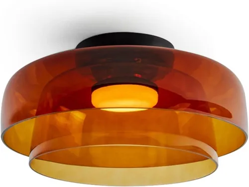Vista 6 de Jowjut Luces de Techo de Montaje al Ras 1-Luz Cristal Gris Luces de Montaje al Ras 2-Capas Pantalla Mediados del Siglo Isla de Cocina Lámparas