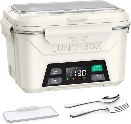 Vista 9 de EAST OAK Fiambrera eléctrica inalámbrica XL de 6.3 tazas para adultos, lonchera calentada a pilas con calefacción automática, calentador