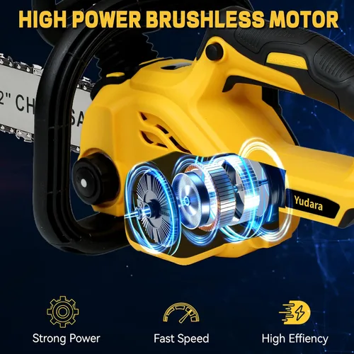 Vista 7 de Motosierra inalámbrica sin escobillas de 12 pulgadas para batería Dewalt de 20 V MAX, motosierra eléctrica sin escobillas de 12 pulgadas con bloqueo