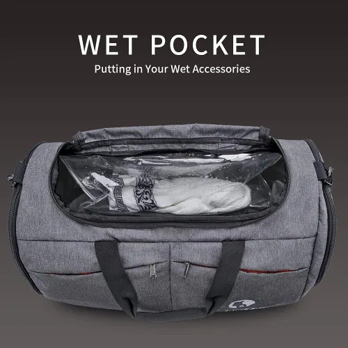 Vista 3 de Canway Bolsa deportiva para gimnasio, bolsa de viaje con bolsillo húmedo y compartimento para zapatos para hombres y mujeres, 45L, ligera