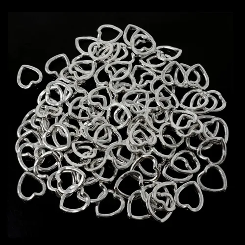 Vista 3 de Honbay 100 cuentas de corazón hueco de aleación, cuentas sueltas de metal en forma de corazón, marco de cuentas para aretes, pulseras, collares