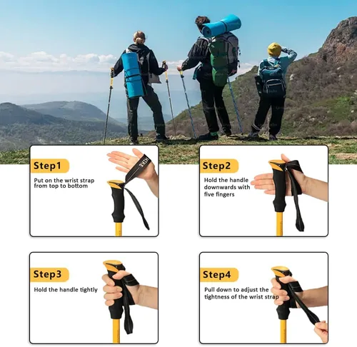 Vista 4 de HUINING Bastones de senderismo plegables telescópicos, bastones de senderismo nórdicos para mujeres y hombres, bastones de trekking, bastones