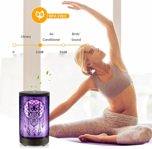 Vista 5 de Daroma - Difusor de aceite esencial de búho, 3.4 fl oz de metal, aromaterapia, humidificador ultrasónico de niebla fría, aroma de aire, regalo