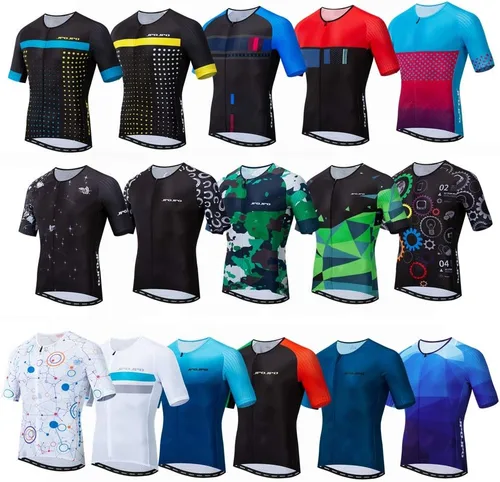 Vista 8 de JPOJPO Maillot de ciclismo para hombre, camisetas de ciclismo S-3XL, poliéster, cremallera reflectante, 4 bolsillos