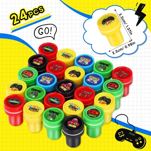 Vista 4 de Skylety Juego de 72 piezas de recuerdos de fiesta de videojuegos, pulseras de goma, sellos de videojuegos, llavero de langosta acrílico, suministros