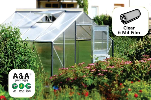 Vista 3 de A&A Green Store Película de polietileno transparente resistente a los rayos UV para invernaderos de 4 años (9' x 25')
