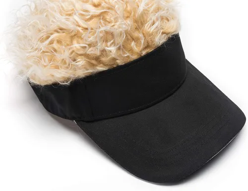 Vista 4 de Sombreros de pelo novedosos para hombre, con púas, divertidos, viseras de golf, peluca falsa con pico de Guy Fieri, gorra de béisbol ajustable