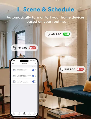 Vista 6 de Regleta inteligente Meross compatible con Apple HomeKit, Siri, Alexa, Google Home y SmartThings, protector contra sobretensiones WiFi con 4 tomas