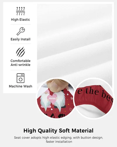 Vista 5 de Office Chair Cover I Love You Mom Protective Stretchable Universal Computer Chair Covers Gnome Red Backdrop Stretch Rotating Chair Slipcover