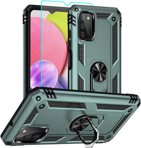 Vista 9 de Funda para teléfono Samsung Galaxy A03s, Galaxy A03s con protector de pantalla HD, [grado militar de 16 pies a prueba de caídas], anillo protector a