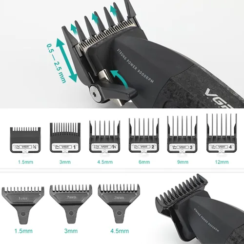 Vista 4 de VGR Juego de cortapelos y recortadoras profesionales de peluquería para hombres, afeitadora de lámina de triple hoja flotante, kit de corte