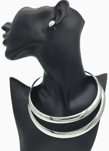 Vista 5 de Barode Gargantilla de collar africano, gargantilla dorada, babero, collares gruesos, conjuntos de aretes, joyería para mujer