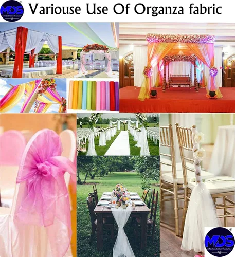 Vista 6 de VDS Tela de Organza Premium de 1 Yarda por Yarda de 45" de Ancho - Material de Tul Transparente, Ligero y Brillante para Manualidades DIY