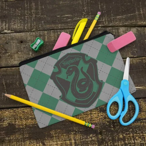 Vista 2 de Harry Potter Slytherin Plaid Sigil - Estuche organizador de lápices con cremallera