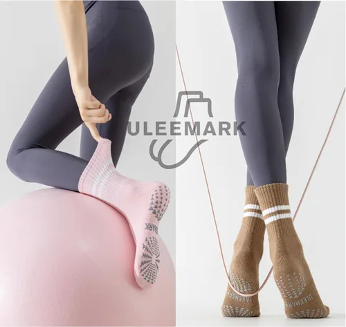 Vista 4 de ULEEMARK Womens Pilates Non slip Yoga Socks Dance Gym Exercise Ankle Socks