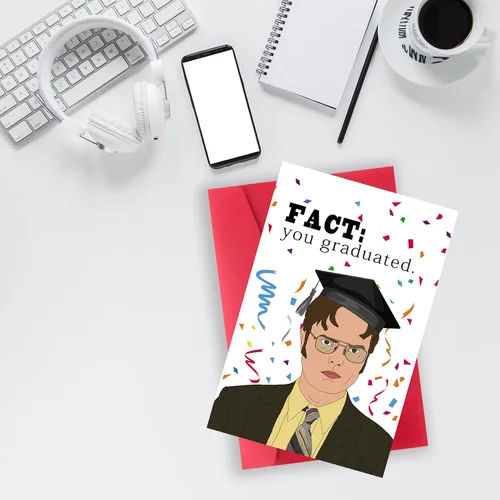 Vista 4 de BENNLOOS Divertida tarjeta de graduación de regalo para él y ella, divertida tarjeta de graduación de la oficina de Dwight, The Office Fact: You