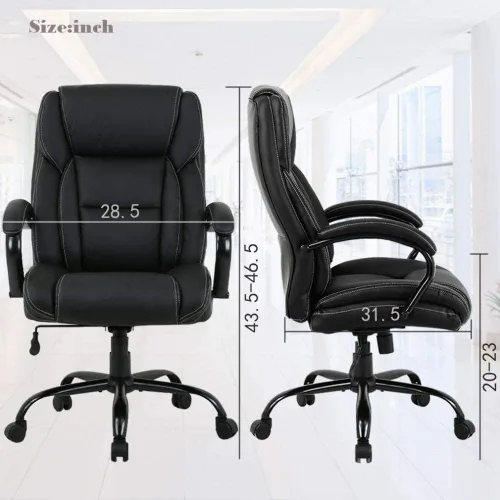 Vista 2 de Silla ejecutiva de oficina ejecutiva grande y alta, de 500 libras, silla de escritorio para computadora, ergonómica, respaldo alto, silla ejecutiva