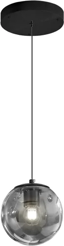 Vista 8 de ykolupty Lámpara colgante negra de 1 luz moderna de globo de vidrio gris ahumado, luces colgantes para isla de cocina, luces colgantes ajustables