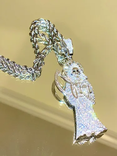 Vista 7 de Shop-iGold Colgante de plata de ley 925 con colgante de Papá Noel en forma de hielo de acero inoxidable de 0.079in, joyería para hombre, colgante