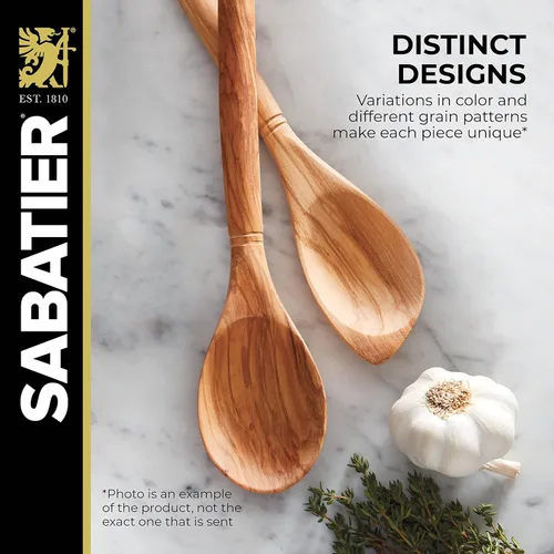 Vista 5 de Sabatier Cuchara Multiusos de Madera de Olivo, Perfecta para revolver, mezclar, rociar o servir. 14 Pulgadas