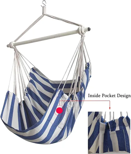 Vista 5 de ADVOKAIR Hamaca - Silla colgante grande, suave, cómoda, duradera, 2 asientos incluidos