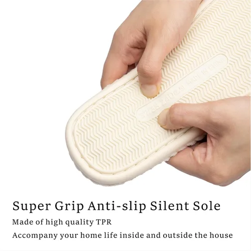 Vista 5 de Chantomoo Pantuflas para mujer, de espuma viscoelástica, para el hogar, dormitorio, baño, spa, puntera abierta, con lazo de pana, acogedoras