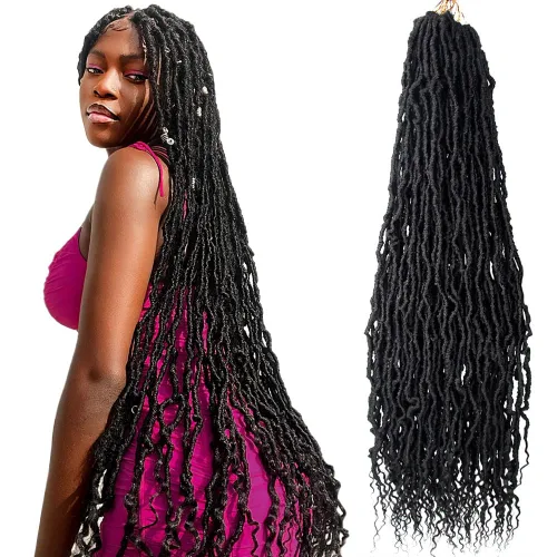Vista 42 de BOHOBABE Rastas Sintéticas de Ganchillo de 10 Pulgadas, Rastas de Ganchillo Suaves Boho con Puntas Rizadas, Rastas Cortas de Diosa Bohemia de 1#