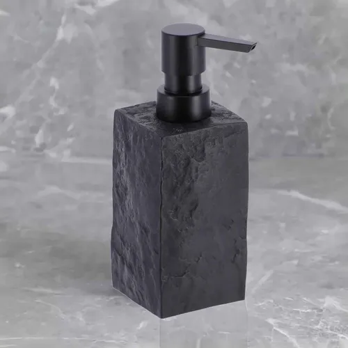 Vista 4 de Dispensador de jabón de manos y loción cuadrado de baño efecto piedra 9 Negro