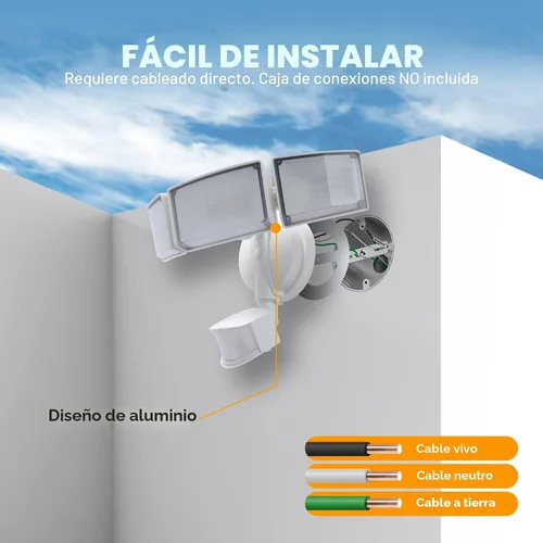 Vista 9 de LUTEC Luces de Seguridad LED de 72W 7500LM con Sensor de Movimiento para Exteriores, 5000K Luz de Día, IP65 Resistente al Agua, de Anochecer a Blanco