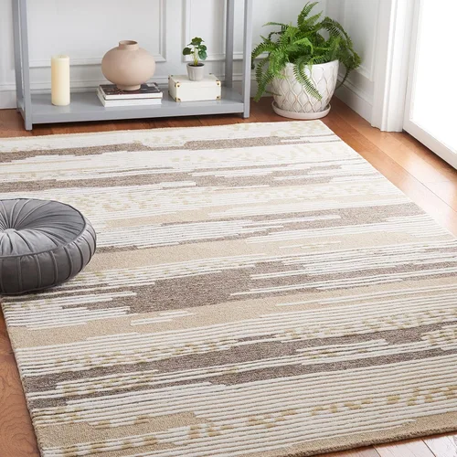 Vista 9 de Martha Stewart x Safavieh Colección de alfombras de área, alfombra de 8 pies, natural y marrón, lana hecha a mano, ideal para sala de estar