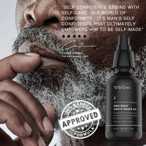Vista 6 de The Rich Barber Pro Rich - Aceite de barba para hombre, 1 onza, suaviza la barba y promueve el crecimiento espeso con aceite de ricino, aceite