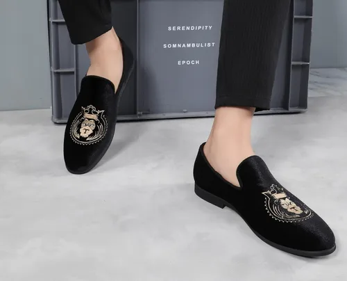 Vista 7 de Santimon Mocasines de vestir para hombre sin cordones para conducir esmoquin cabeza de león para caminar