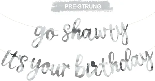 Vista 24 de BEISHIDA Pancarta Black Go Shawty It's Your Birthday de 11.4 pies, SIN BRICOLAJE - Pancarta de Feliz Cumpleaños con Purpurina Tema Hip Hop - Negro