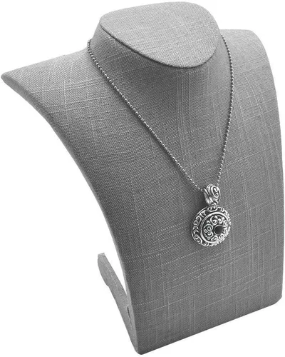 Vista 2 de Gris lino medio collar exhibición joyería soporte de exhibición busto - 9" alto