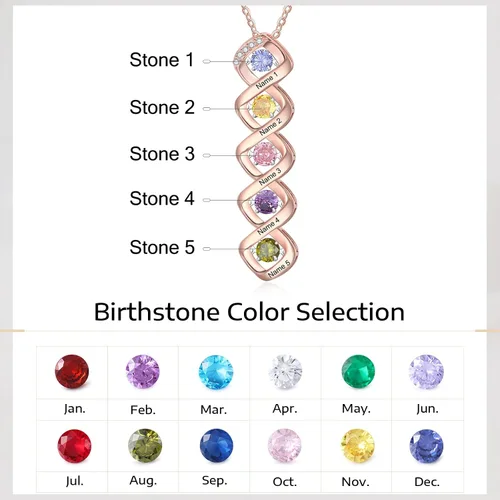 Vista 2 de Wendy Made Collar personalizado con nombre para la familia con 1-6 piedras natales, collar de piedra natal de la madre personalizado para mamá