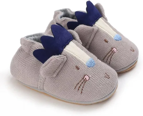 Vista 4 de KKIIDDSS Zapatos de punto para recién nacidos, para niños y niñas, con suela antideslizante suave, para cuna, para niños pequeños, zapatos