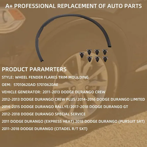 Vista 7 de Dasbecan Moldura izquierda del ajuste del guardabarros del arco de la rueda Para Dodge Durango 2011-2018 Reemplaza# CH1290112 57010621AD