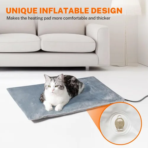 Vista 2 de Toozey Almohadilla térmica para mascotas de 20 x 16 pulgadas, cama térmica extremadamente impermeable para perros y gatos, control termostático