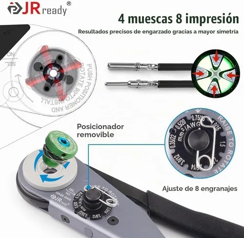 Vista 7 de Kit de Crimpado ST2163 Deutsch, Herramienta de Contactos Sólidos ACT-HDT con 3 Posicionadores y Calibre G454 para Terminales Deutsch Tamaño 12 16 20