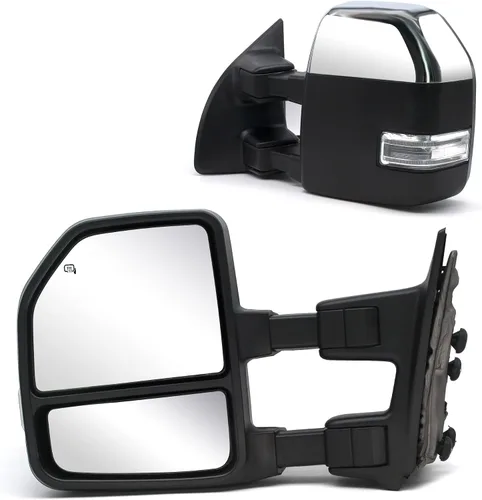 Vista 13 de JZSUPER Espejos de remolque aptos para 1999 2000 2001 2002 2003 2004 2005 2006 2007 Ford F250 F350 F450 F-550 Super Duty, eléctricos
