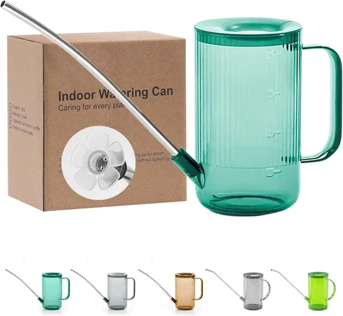 Vista 10 de Tennedriv Green Lata de riego con boquilla larga, para interior, pequeñas latas de riego para plantas de casa, flores, suculentas (marrón)