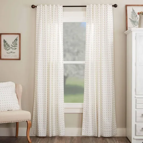 Vista 9 de Piper Classics Abigail - Cortinas para café, 24 pulgadas de largo, color blanco roto con puntos rojos