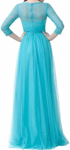Vista 2 de Vestidos de dama de honor para mujer, vestidos de noche formales de tul de manga larga