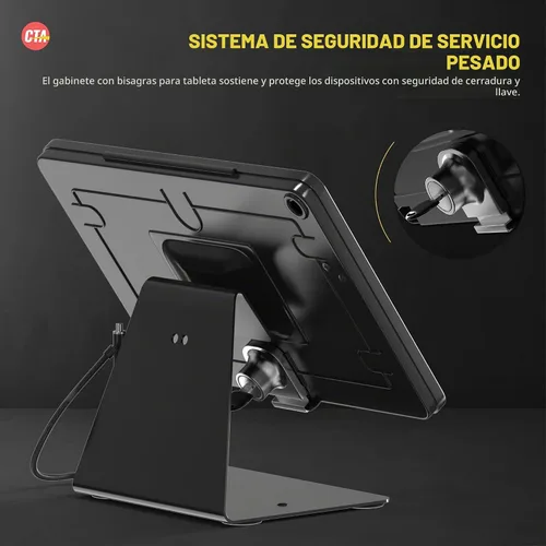 Vista 3 de CTA Digital Soporte antirrobo de escritorio – Soporte de quiosco con lápiz capacitivo, correa y carcasa de aluminio para iPad 11ª generación A16