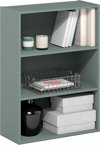 Vista 68 de Furinno LUDER - Estantería de libros, estantería moderna de 2 niveles, estantería abierta de 9 x 16 x 21, para sala de estar, dormitorio, oficina