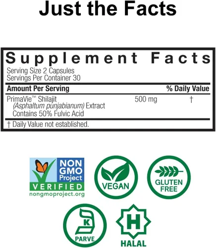 Vista 5 de Nature's Answer Cápsulas de Shilajit del Himalaya de 500 mg por porción Shilajit purificado PrimaVie con 50% de ácido fúlvico Energía, vitalidad